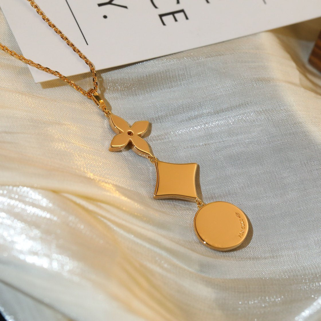 [Stellar Jewelry]STAR AND SUN DIAMOND PINK GOLD NECKLACE