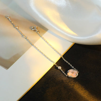 [Stellar Jewelry]SUN MOTIF PINK MOP SILVER BRACELET