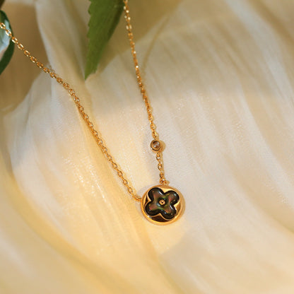 [Stellar Jewelry]SUN PEDANT PINK GOLD 1 DIAMOND NECKLACE