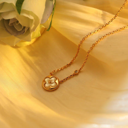 [Stellar Jewelry]SUN PEDANT PINK GOLD 1 DIAMOND NECKLACE