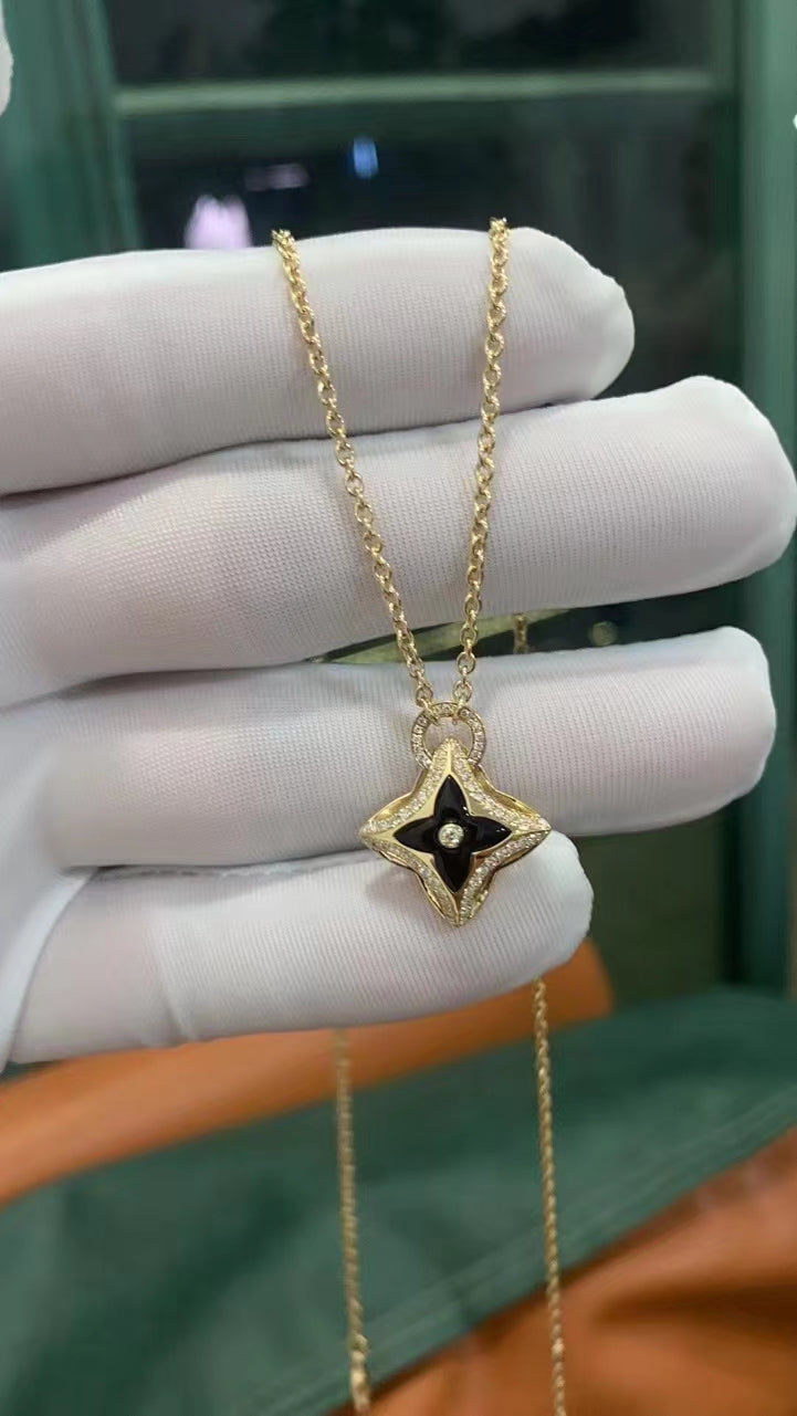 [Stellar Jewelry]STAR PEDANT PINK GOLD DIAMOND NECKLACE