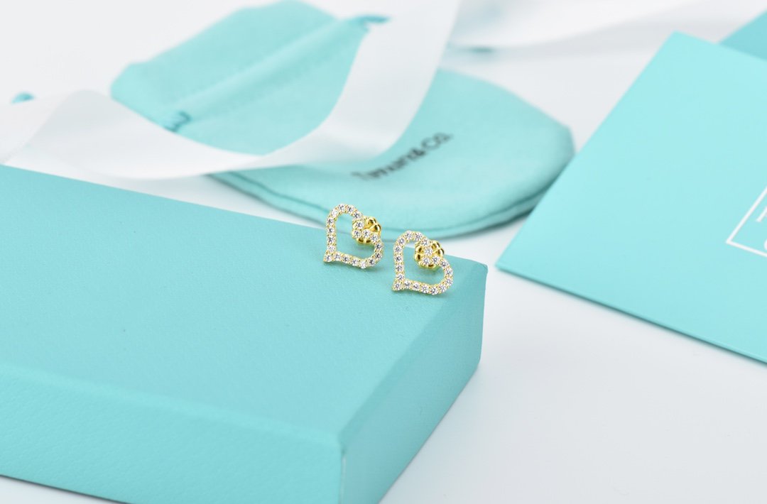 [Stellar jewels]OPEN HEART STUD DIAMOND EARRINGS
