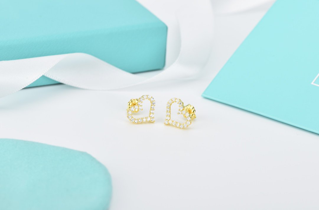 [Stellar jewels]OPEN HEART STUD DIAMOND EARRINGS