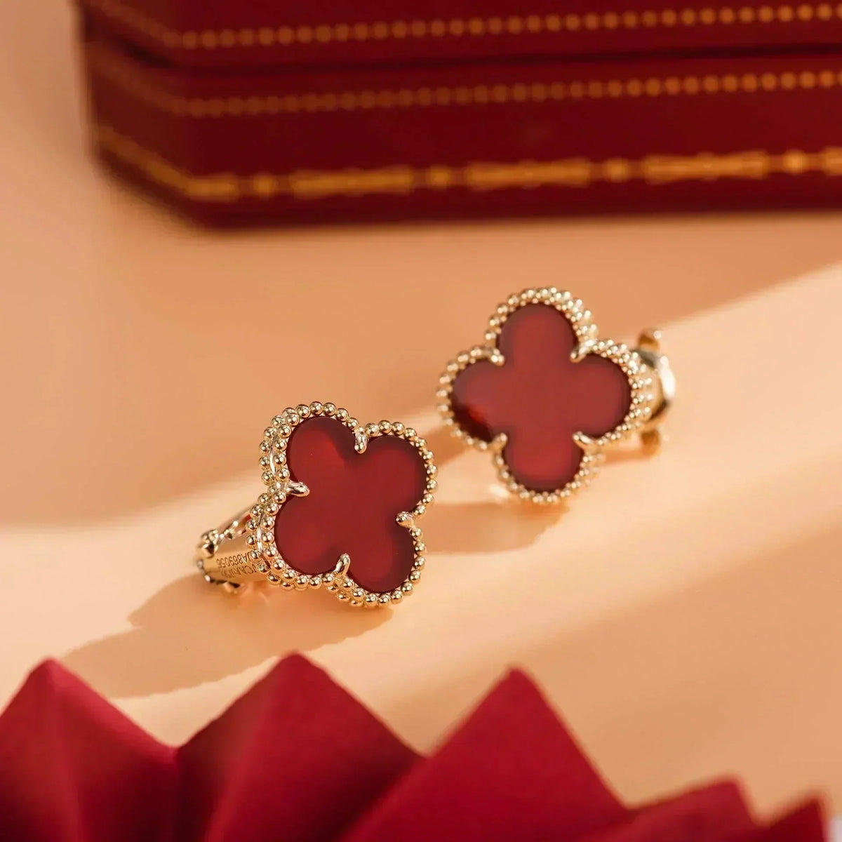 [Stellar Jewelry]CLOVER MEDIUM 1 MOTIFS CARNELIAN  EARRINGS