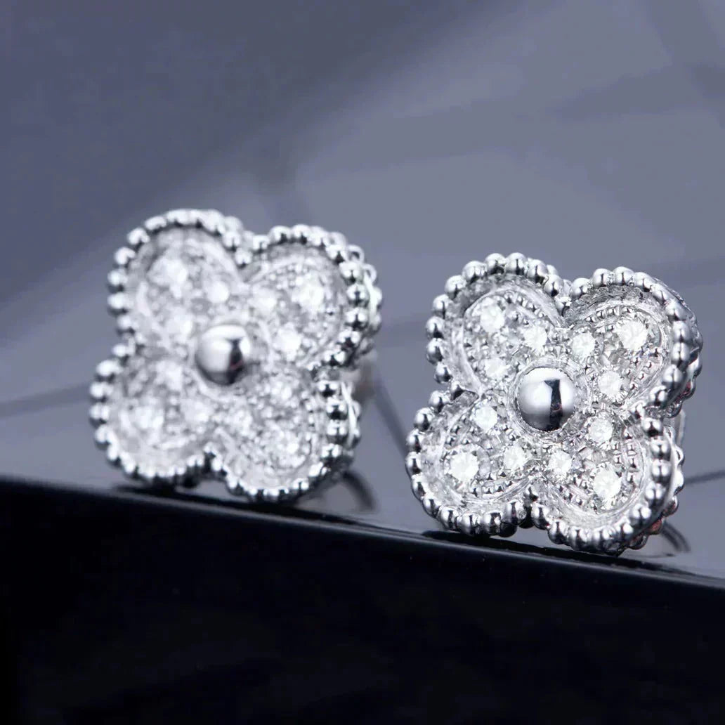 [Stellar Jewelry]CLOVER 1 MOTIFS DIAMOND STUD EARRINGS SILVER