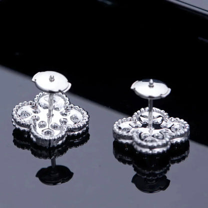 [Stellar Jewelry]CLOVER 1 MOTIFS DIAMOND STUD EARRINGS SILVER