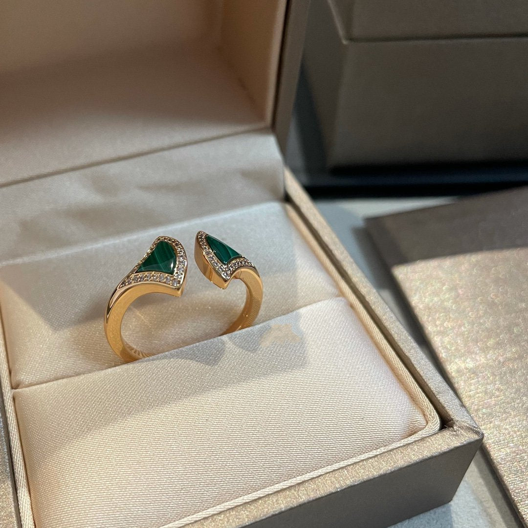 [Stellar Jewelry]DREAM MALACHITE DIAMOND OPEN RING