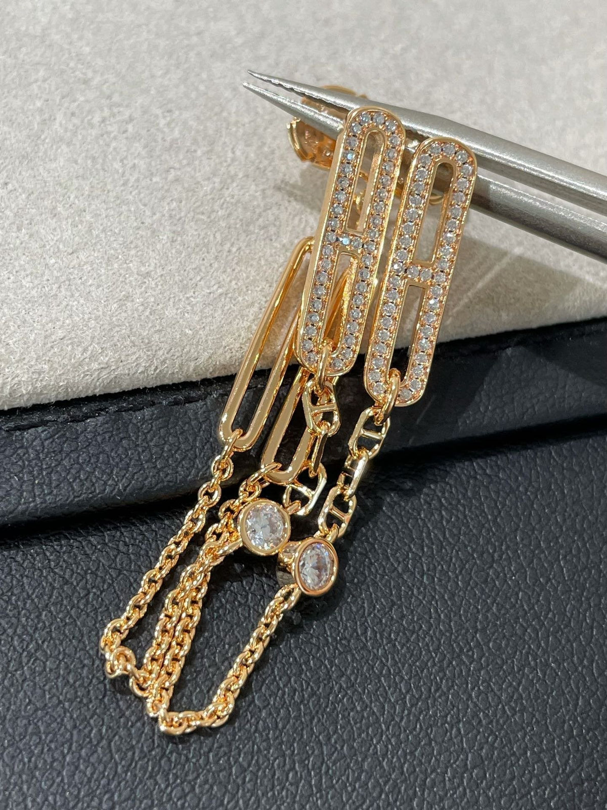 [Stellar Jewelry]CHAINE CHAOS DIAMOND DROP EARRINGS