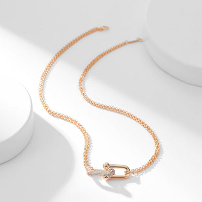 [Stellar jewels]HARDWEAR DIAMOND PEDANT DOUBLE CHAIN NECKLACE