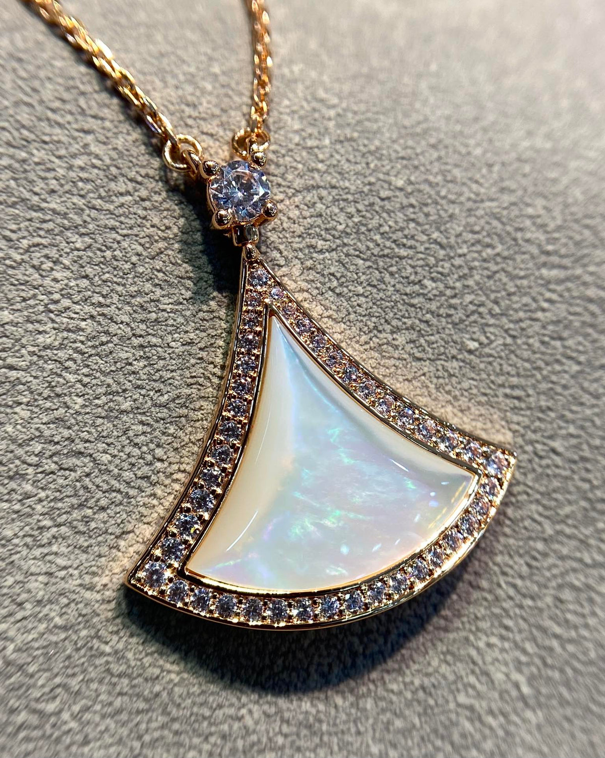 [Stellar Jewelry]DREAM MOP DIAMOND PAVED PINK GOLD NECKLACE
