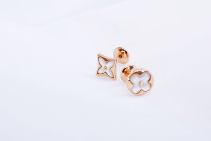 [Stellar Jewelry]STAR AND SUN PINK GOLD MOP STUD EARRINGS