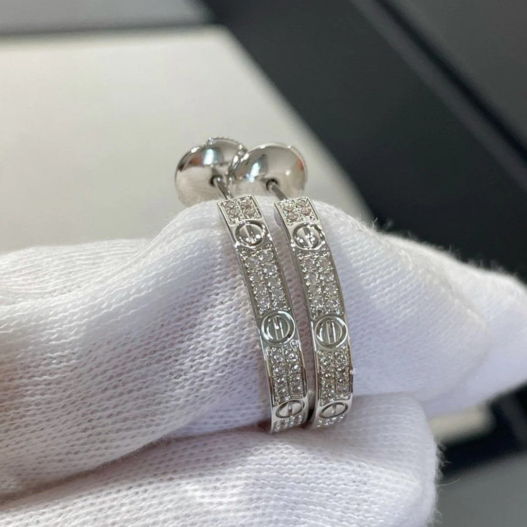 [Stellar Jewelry]LOVE EARRINGS 3.6MM DIAMOND PAVED