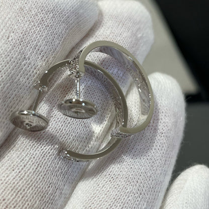 [Stellar Jewelry]LOVE DIAMOND SILVER HOOP EARRINGS