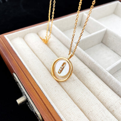 [Stellar Jewelry]LUCKY MOVE MOP PINK GOLD NECKLACE