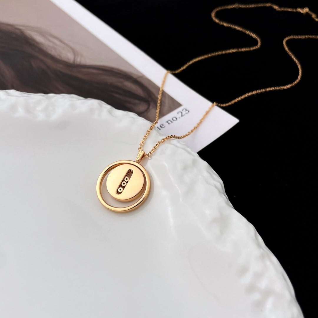 [Stellar Jewelry]LUCKY MOVE MOP PINK GOLD NECKLACE