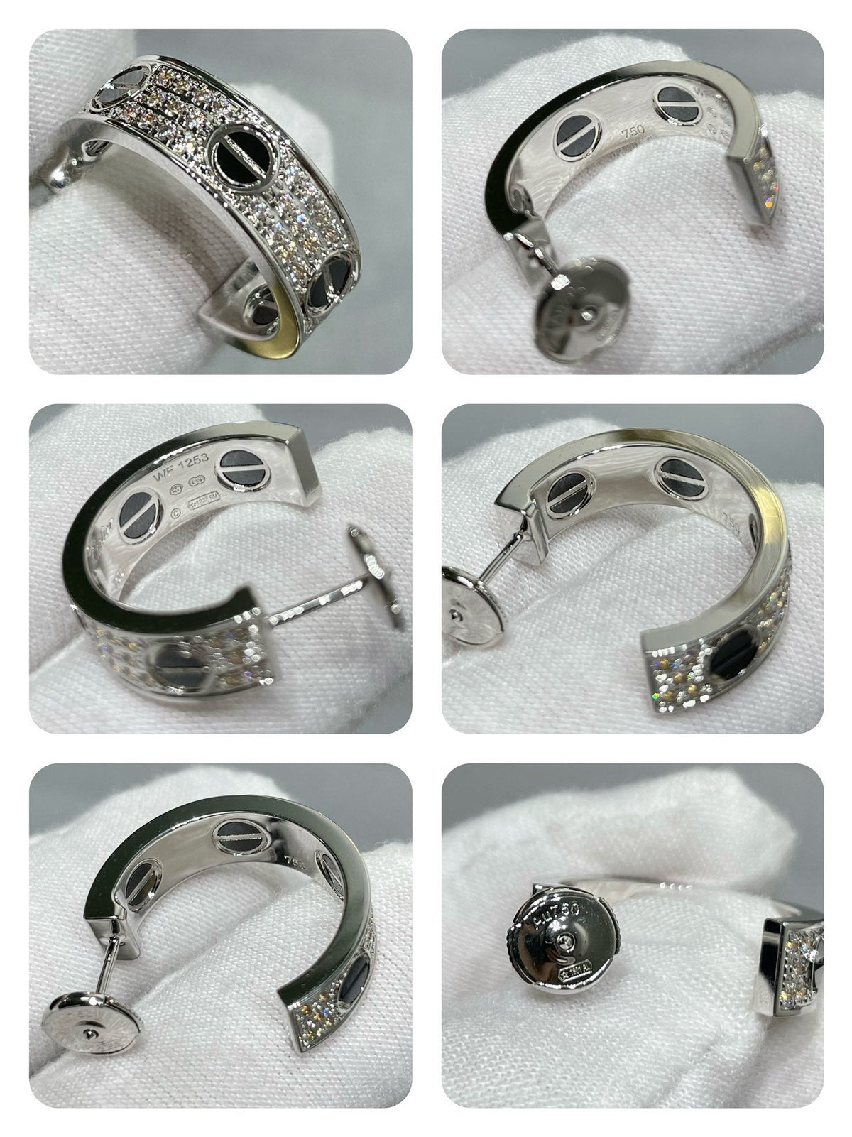 [Stellar Jewelry]LOVE CERAMIC DIAMOND PAVED SILVER EARRINGS