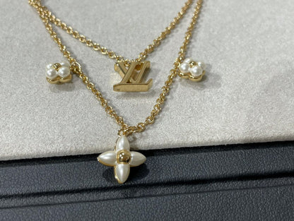 [Stellar Jewelry]FLOWERGRAM GOLD MOP DOUBLE ROW NECKLACE