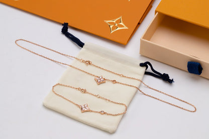 [Stellar Jewelry]STAR PINK MOP 1 DIAMOND PINK GOLD NECKLACE