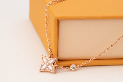 [Stellar Jewelry]STAR PINK MOP 1 DIAMOND PINK GOLD NECKLACE