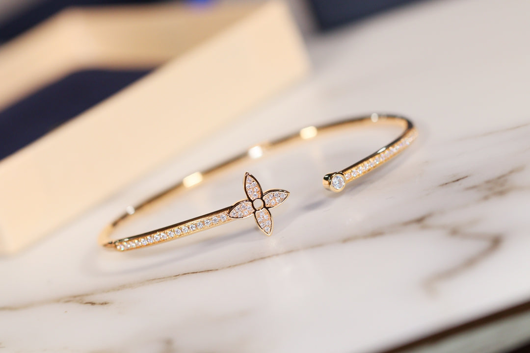 [Stellar Jewelry]IDYLLE GOLD OPEN BRACELET DIAMOND PAVED