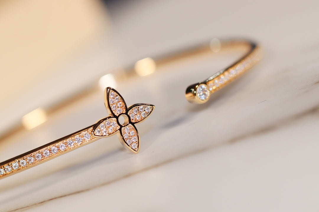 [Stellar Jewelry]IDYLLE GOLD OPEN BRACELET DIAMOND PAVED