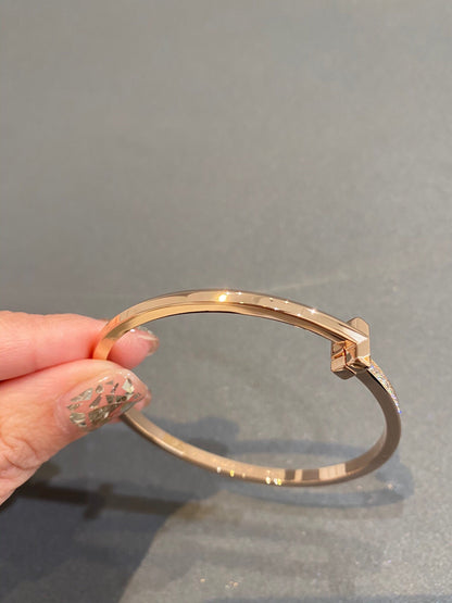 [Stellar jewels]NARROW T1 HINGED BANGLE DIAMOND PINK GOLD