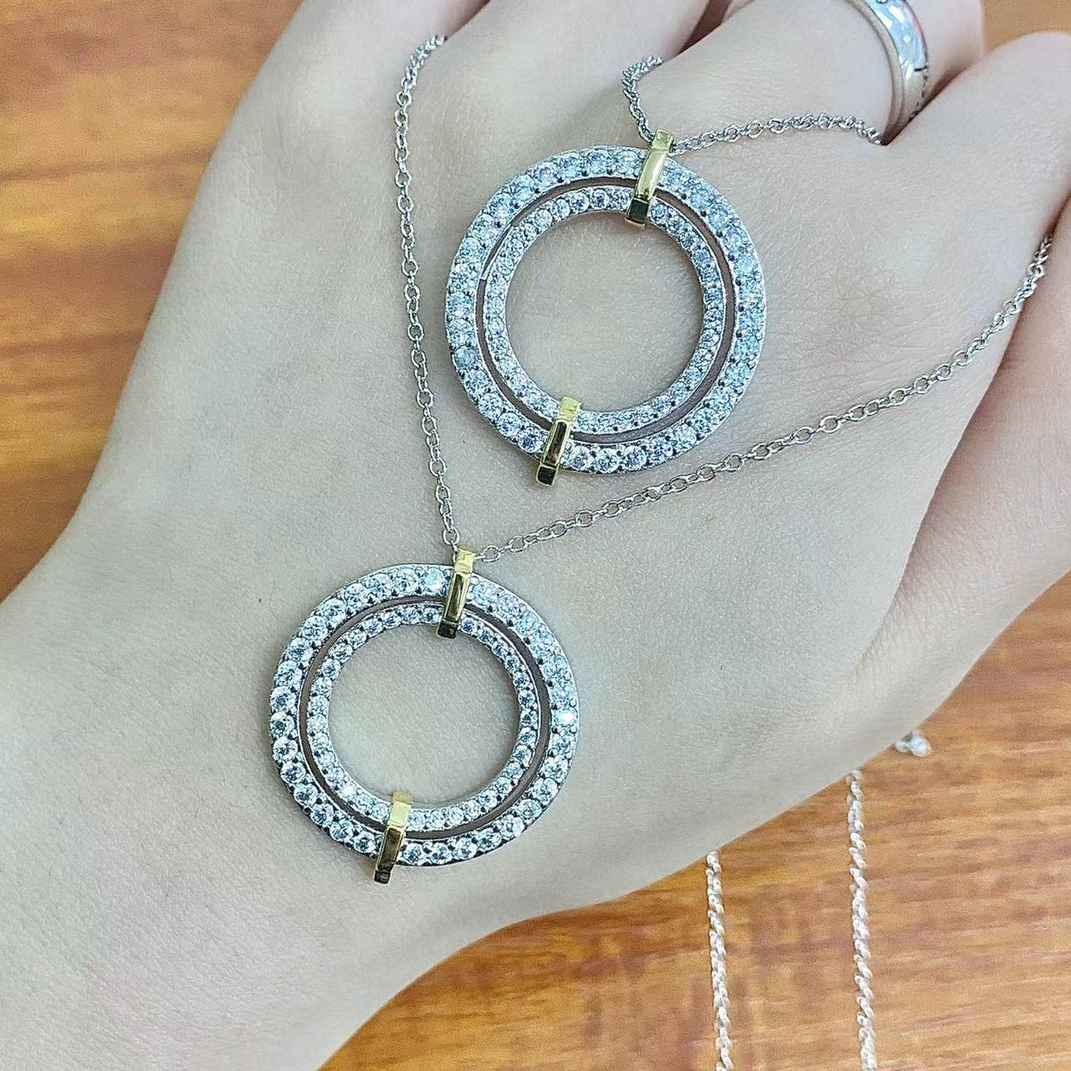 [Stellar jewels]EDGE DIAMOND GOLD SILVER NECKLACE