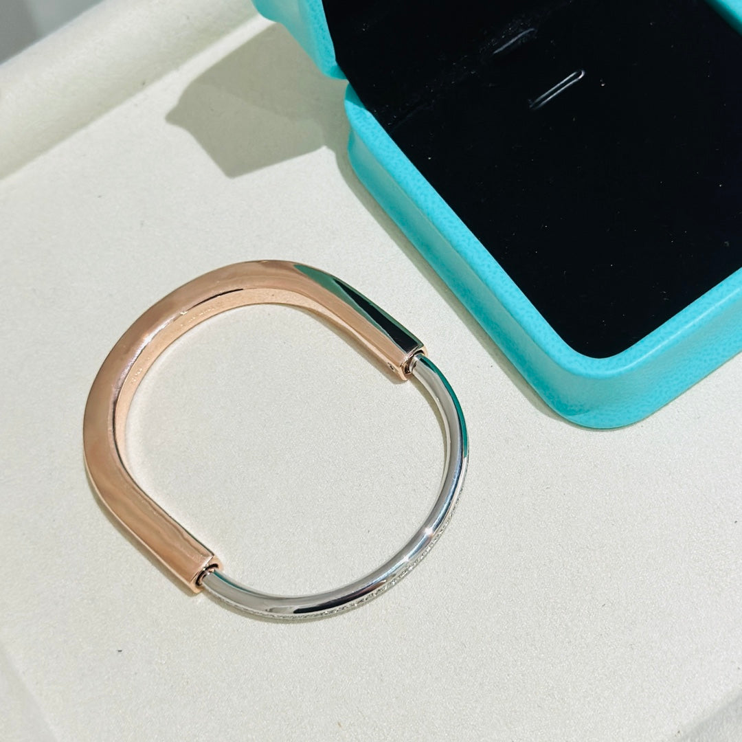 [Stellar jewels]LOCK PINK GOLD SILVER DIAMOND BRACELET