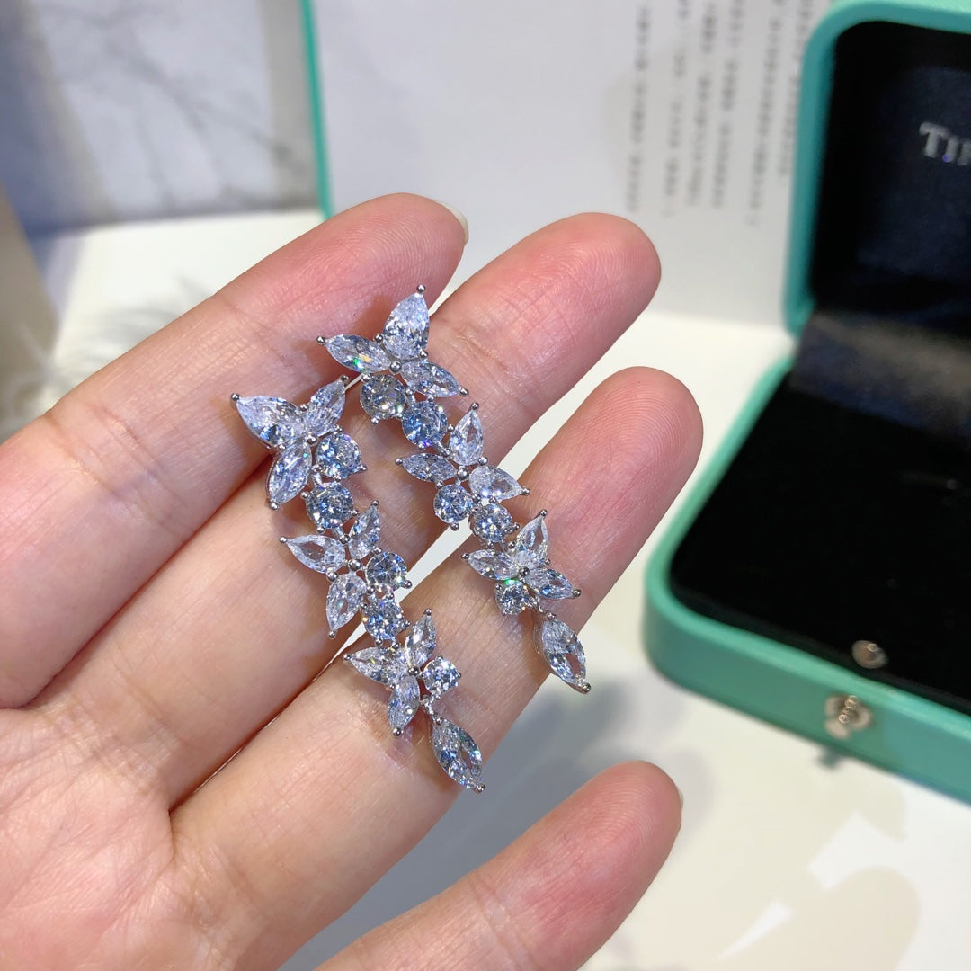 [Stellar jewels]VICTORIA SILVER DIAMOND DROP EARRINGS