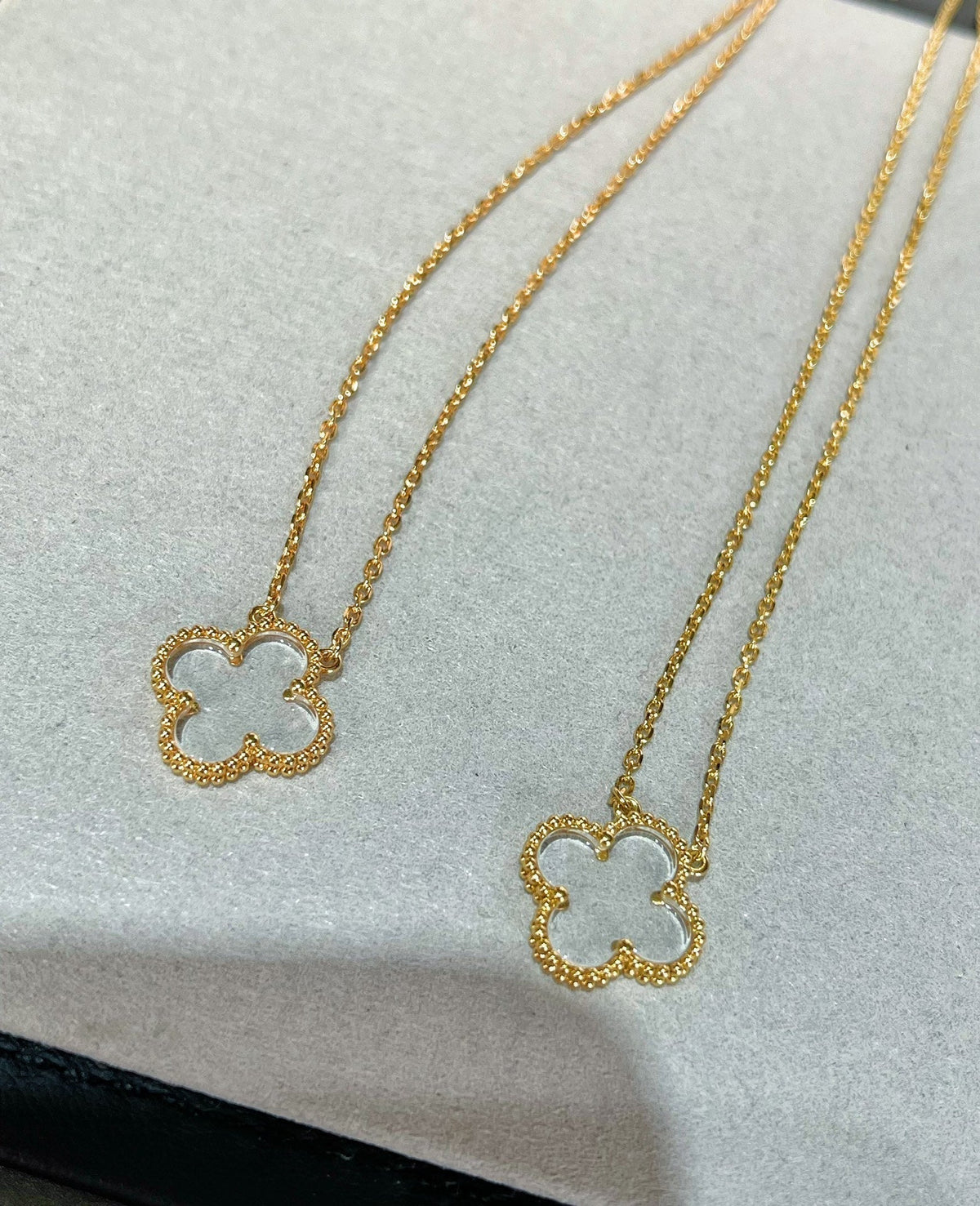 [Stellar Jewelry]CLOVER ROCK CRYSTAL ROSE GOLD NECKLACE