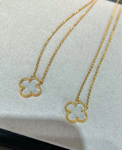 [Stellar Jewelry]CLOVER ROCK CRYSTAL ROSE GOLD NECKLACE