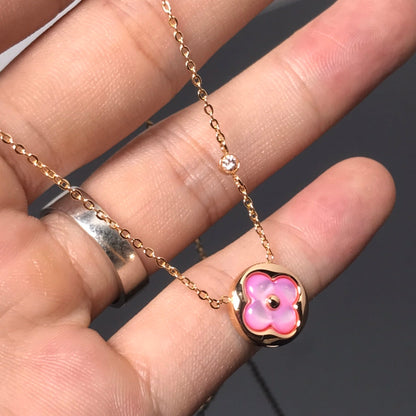 [Stellar Jewelry]COLOR BLOSSOM PINK MOP SUN GOLD NECKLACE
