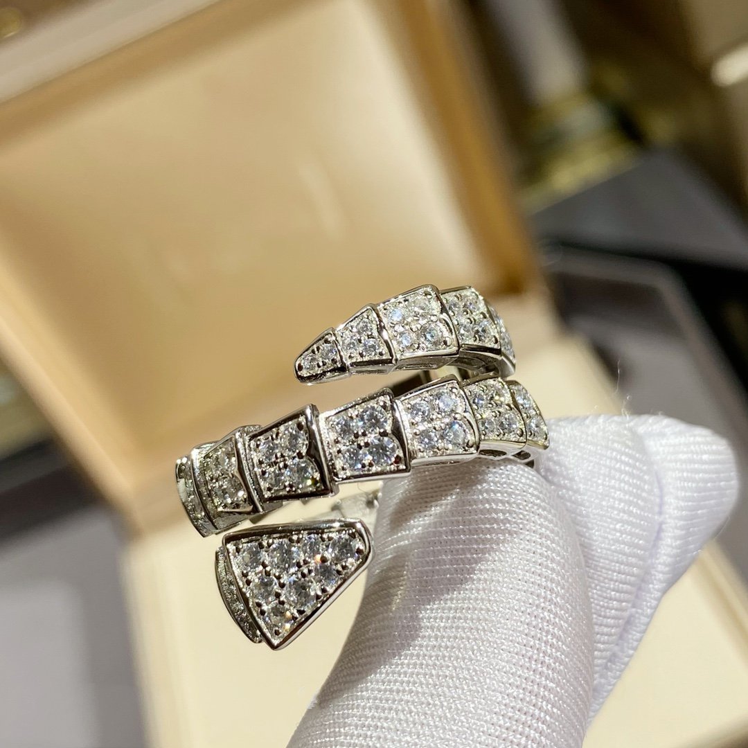 [Stellar Jewelry]SERPENTI DOUBLE RING SILVER DIAMOND PAVED