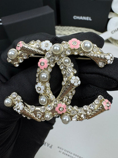 [Stellar Jewelry]26C Pink-White Enamel Ice Cream Cone Double C Brooch