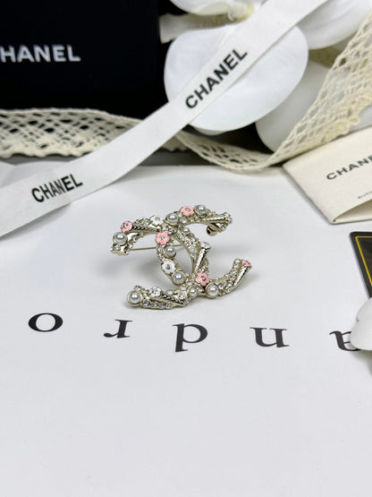 [Stellar Jewelry]26C Pink-White Enamel Ice Cream Cone Double C Brooch