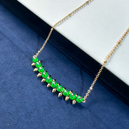 [Stellar Jewelry]New Arrival: Green Bead Rivet Necklace