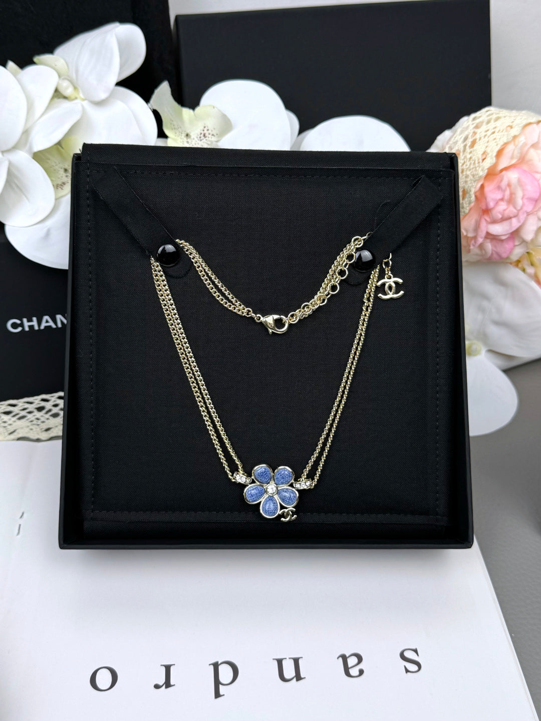 [Stellar Jewelry]New Blue Floral Double-Layer Necklace