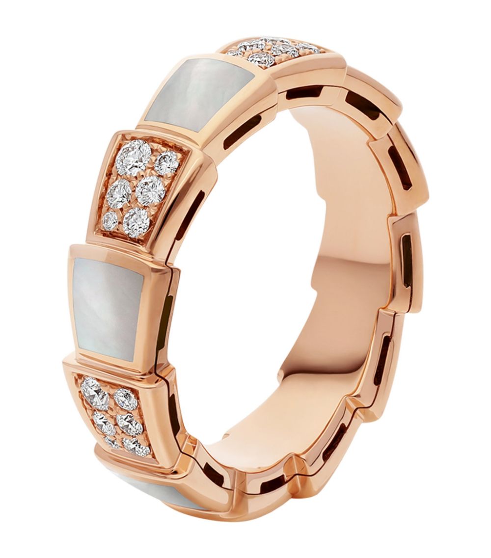 [Stellar Jewelry]SERPENTI RING PINK GOLD MOP DIAMOND PAVED 4MM