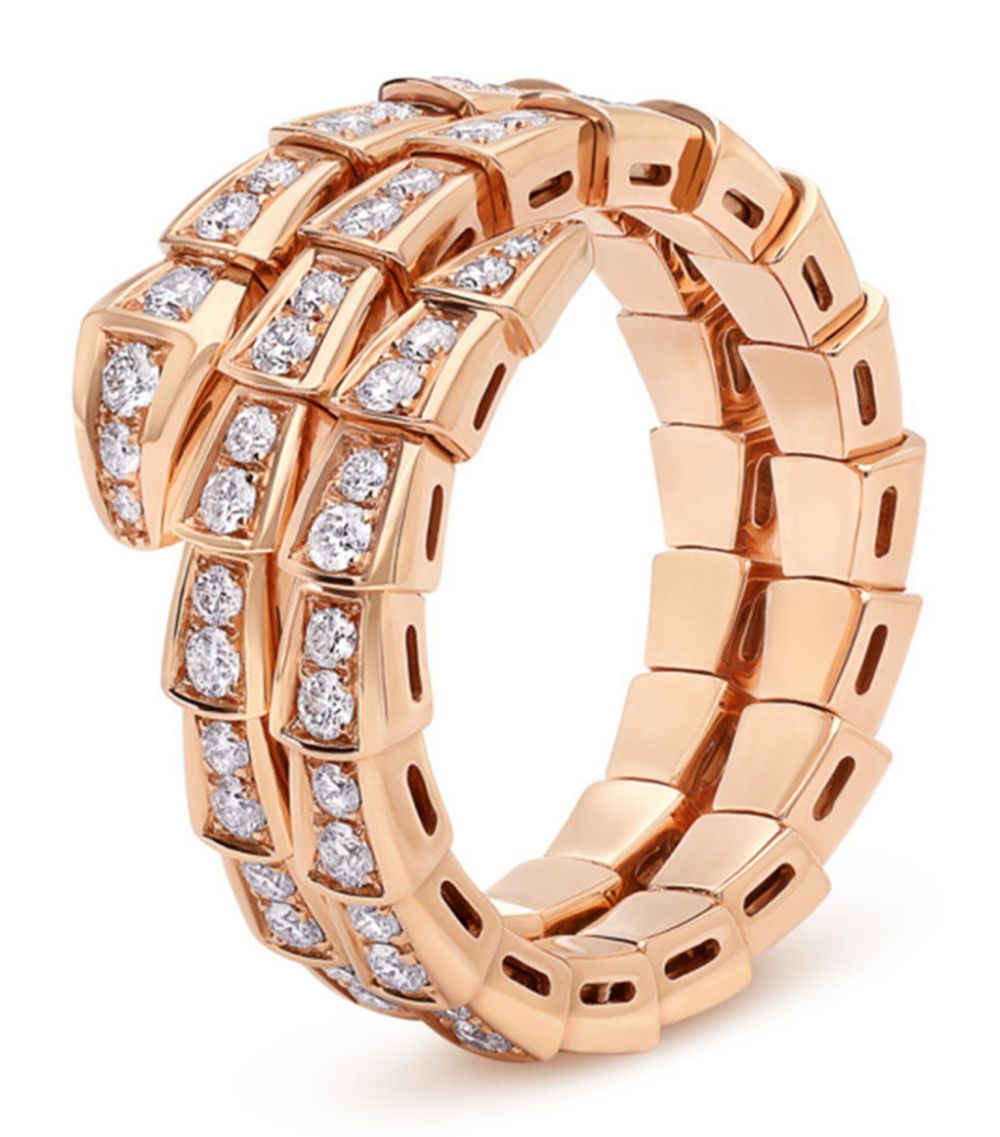 [Stellar Jewelry]SERPENTI RING PINK GOLD DIAMOND DOUBLE ROW