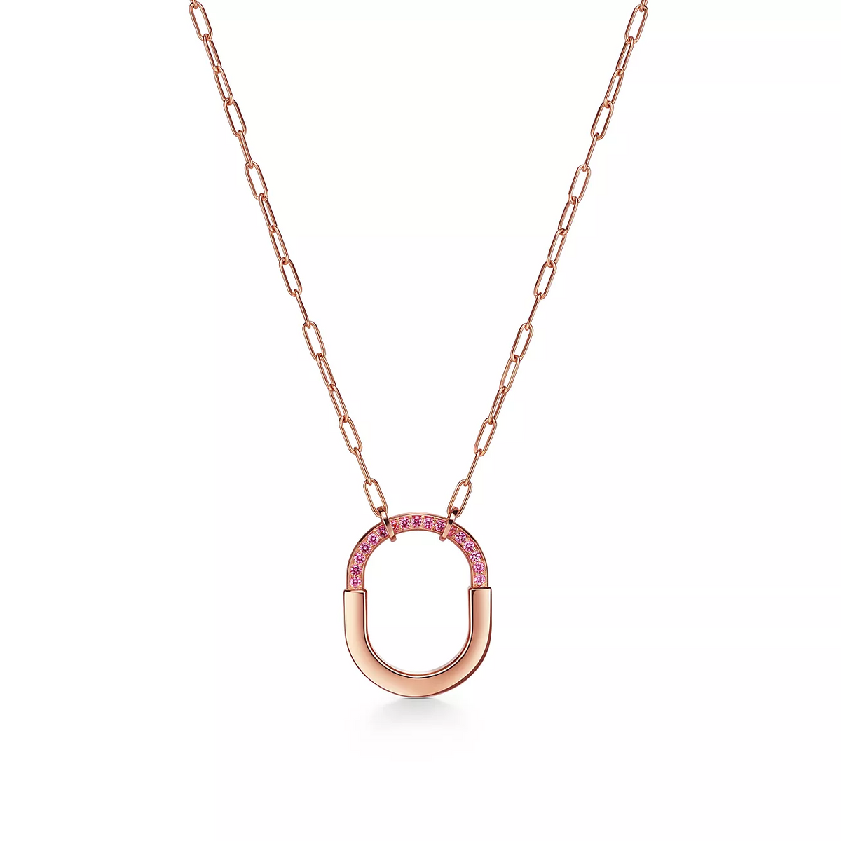 [Stellar jewels]LOCK MEDIUM PENDANT PINK DIAMOND PINK GOLD NECKLACE