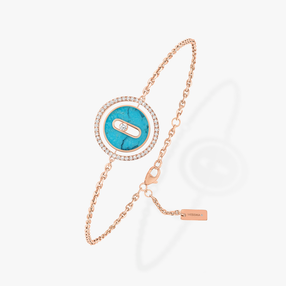 [Stellar Jewelry]LUCKY MOVE TURQUOISE PINK GOLD DIAMOND BRACELET(Adjustable)