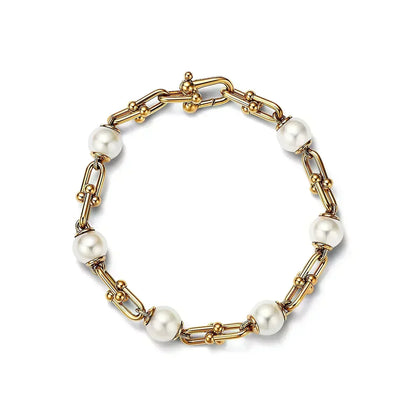 [Stellar jewels]LINK BRACELET GOLD WITH FRESHWATER PEARLS