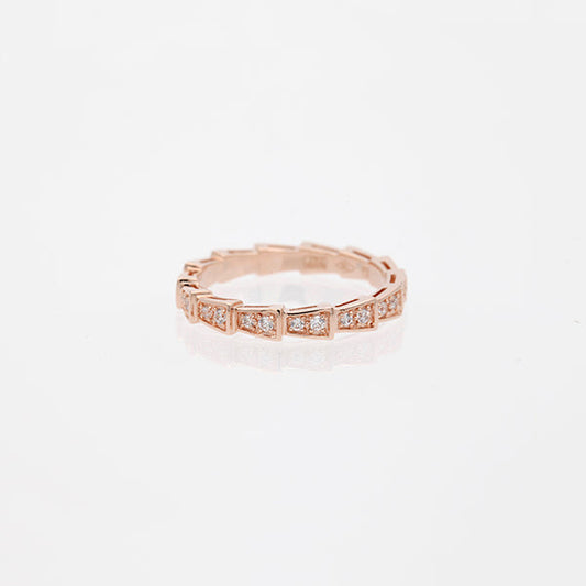 [Stellar Jewelry]SERPENTI RING PINK GOLD DIAMOND PAVED 3MM