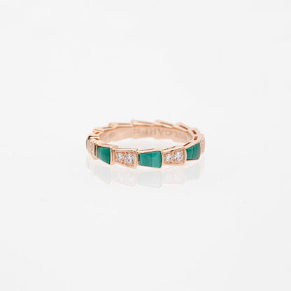 [Stellar Jewelry]SERPENTI RING PINK GOLD MALACHITE DIAMOND 3MM