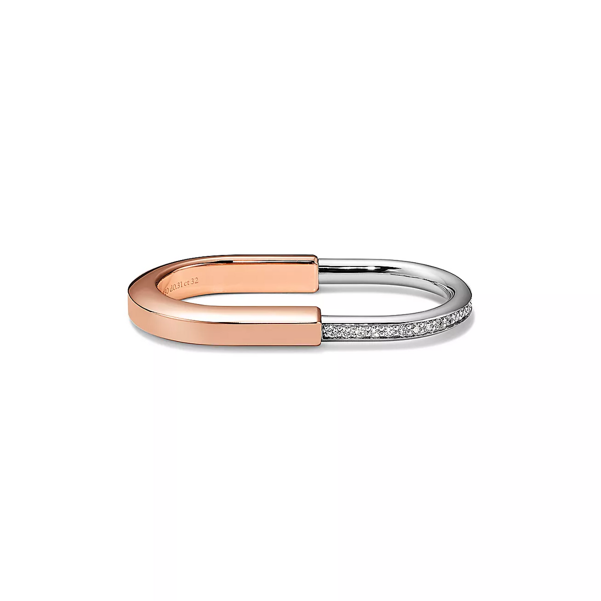 [Stellar jewels]LOCK RING TOW-FINGER ROSE AND WHITE GOLD DIAMONDS