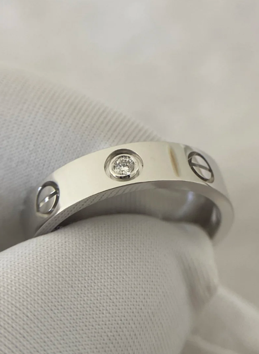 [Stellar Jewelry]LOVE RING 4MM 1 DIAMOND SILVER