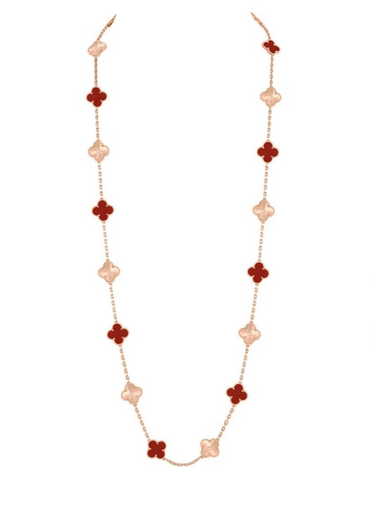 [Stellar Jewelry]CLOVER 20 MOTIFS LASER CARNELIAN NECKLACE
