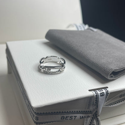 [Stellar Jewelry]Sliding Single Diamond Ring