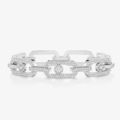 [Stellar Jewelry]Large Full Diamond Unisex Sliding Bracelet with Moissanite