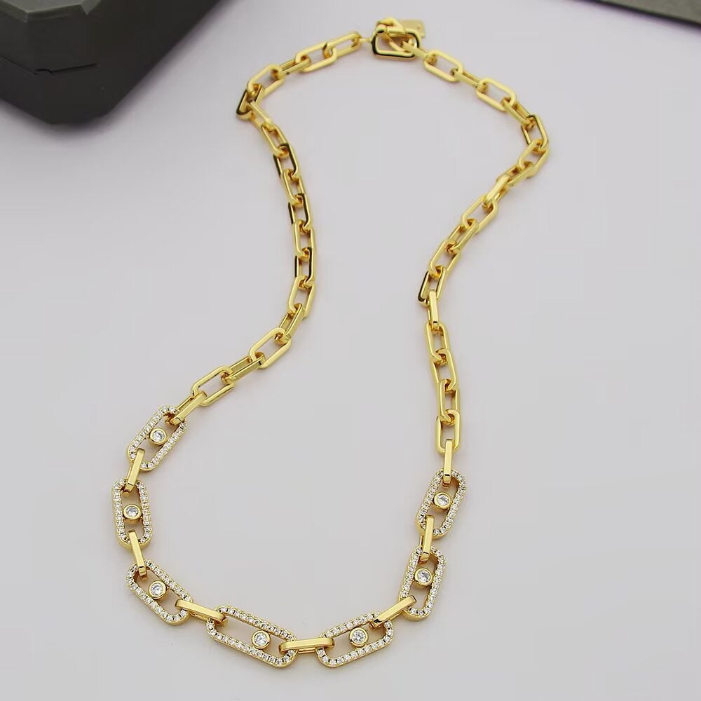 [Stellar Jewelry]Move Link Pave Diamond Necklace